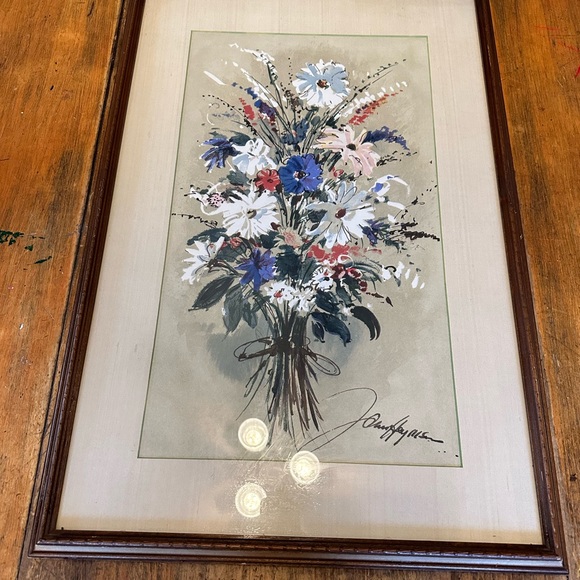 Vintage XL Framed John Haymson Serigraph “Bouquet Flowers” 31.5” x 22.75” - Picture 2 of 6